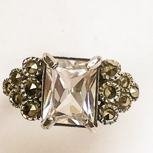 Sterling silver marcasite and cz ring